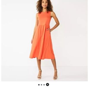 Draper James A-Line Sleeveless Mock Neck Midi Dress